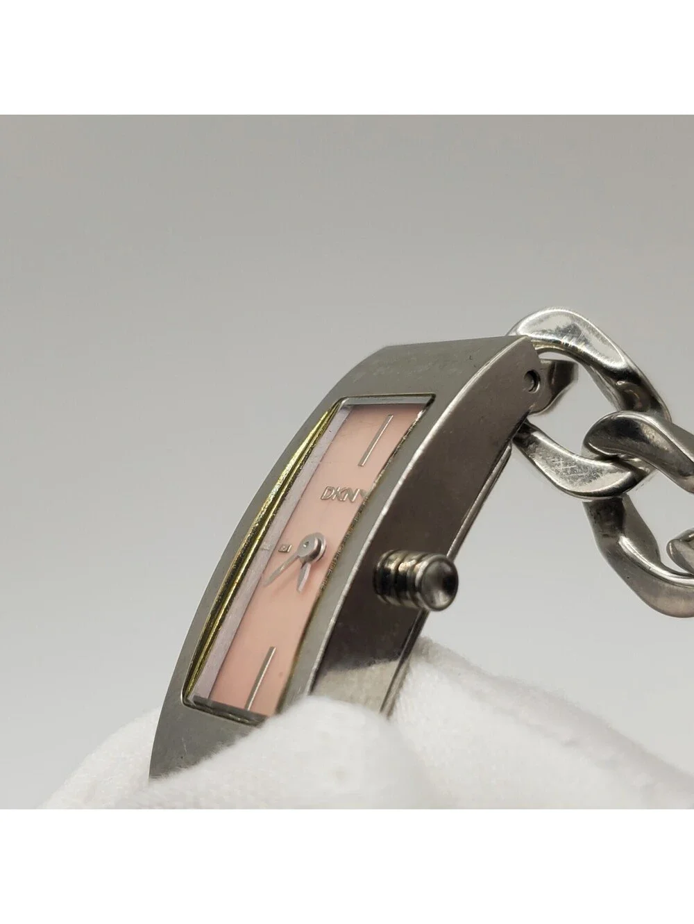 DKNY Women NY-3323 MOP Pink Dial Silver Tone Analog 13mm Watch New Battery